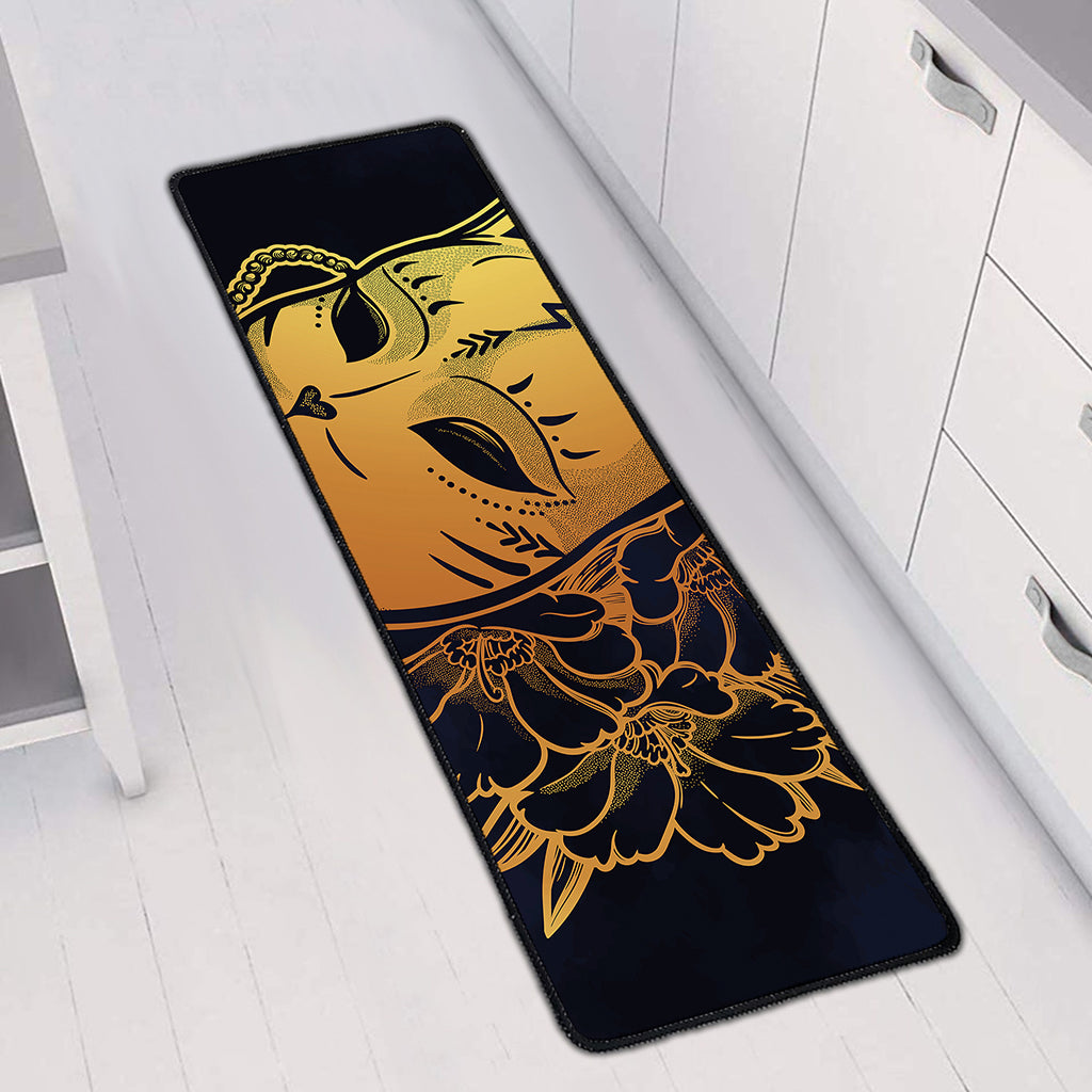 Japanese Fox Mask Print Long Kitchen Mat