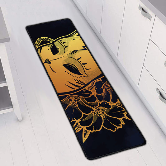 Japanese Fox Mask Print Long Kitchen Mat