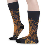 Japanese Fox Mask Print Long Socks