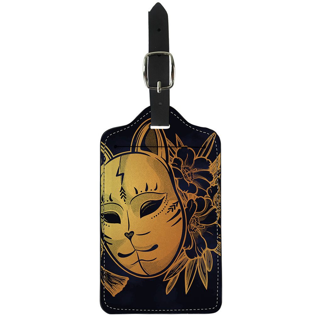 Japanese Fox Mask Print Luggage Tag