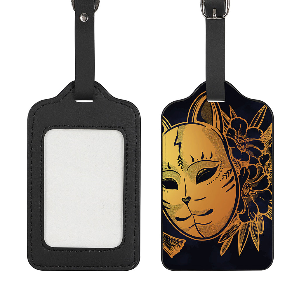 Japanese Fox Mask Print Luggage Tag