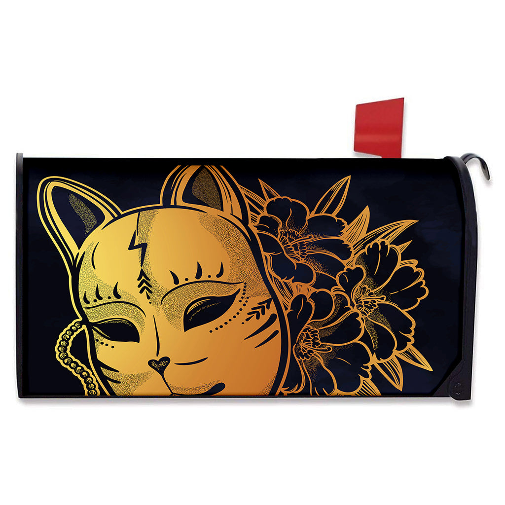 Japanese Fox Mask Print Mailbox Cover