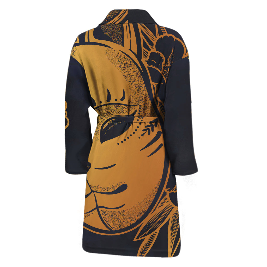 Japanese Fox Mask Print Men's Bathrobe