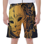 Japanese Fox Mask Print Men's Beach Shorts