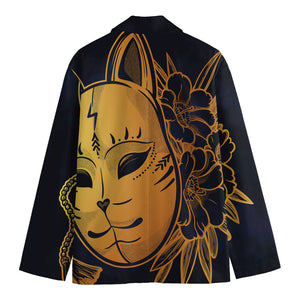 Japanese Fox Mask Print Men's Blazer