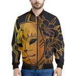 Japanese Fox Mask Print Men's Bomber Jacket
