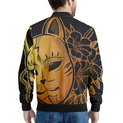 Japanese Fox Mask Print Men's Bomber Jacket