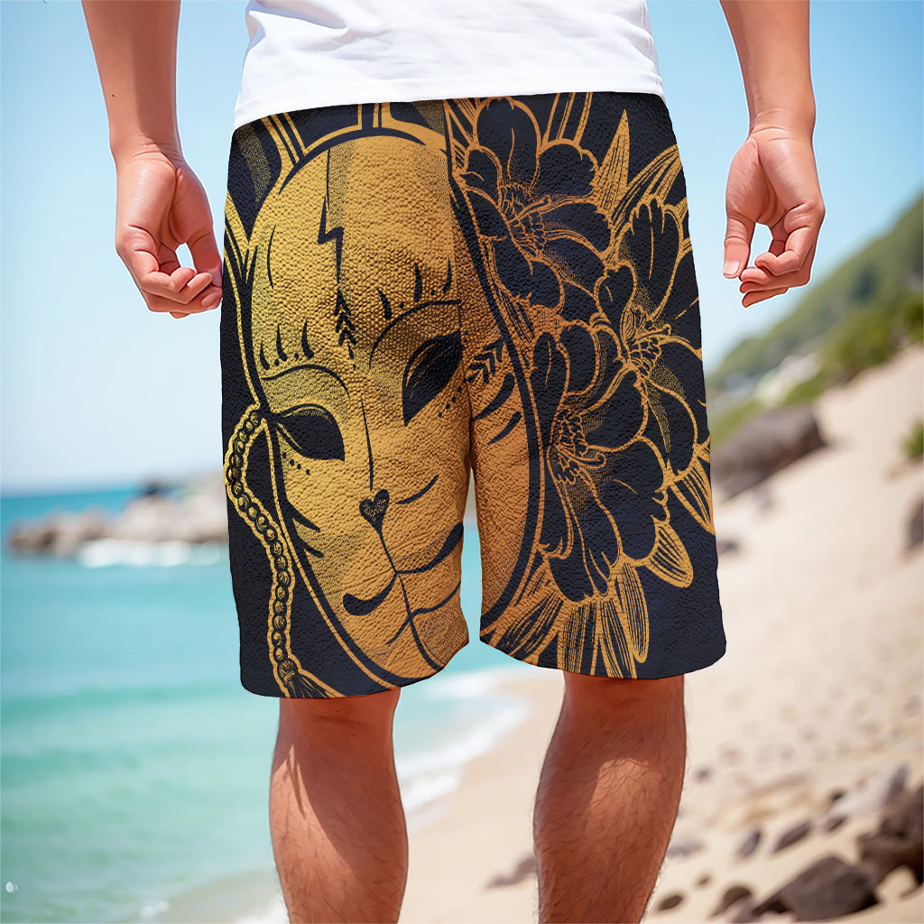 Japanese Fox Mask Print Men's Cargo Shorts