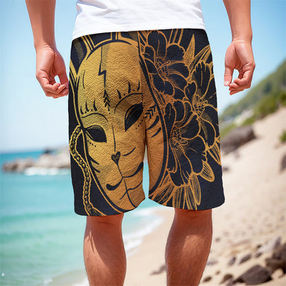 Japanese Fox Mask Print Men's Cargo Shorts