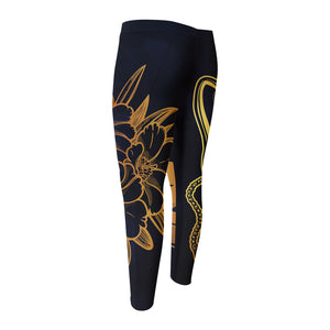 Japanese Fox Mask Print Men's Compression Pants