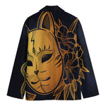 Japanese Fox Mask Print Men's Cotton Blazer