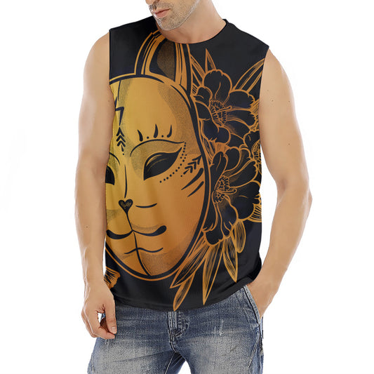 Japanese Fox Mask Print Men's Fitness Tank Top
