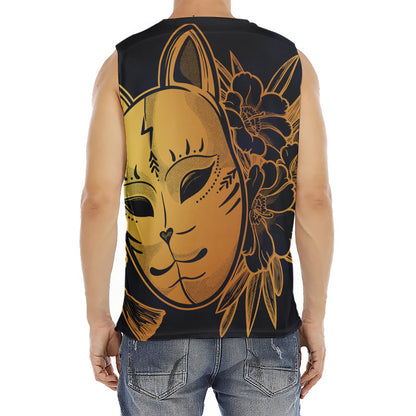 Japanese Fox Mask Print Men's Fitness Tank Top