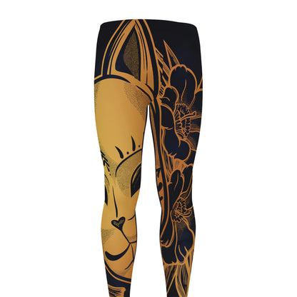 Japanese Fox Mask Print Men's leggings