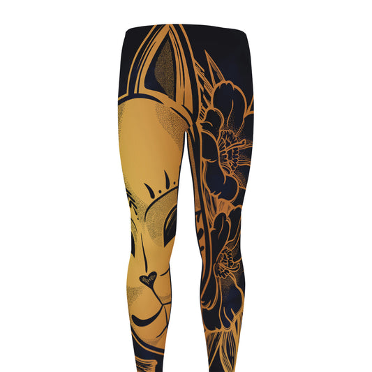 Japanese Fox Mask Print Men's leggings