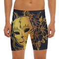Japanese Fox Mask Print Men's Long Boxer Briefs