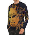Japanese Fox Mask Print Men's Long Sleeve Rash Guard