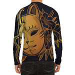 Japanese Fox Mask Print Men's Long Sleeve Rash Guard