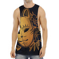 Japanese Fox Mask Print Men's Muscle Tank Top