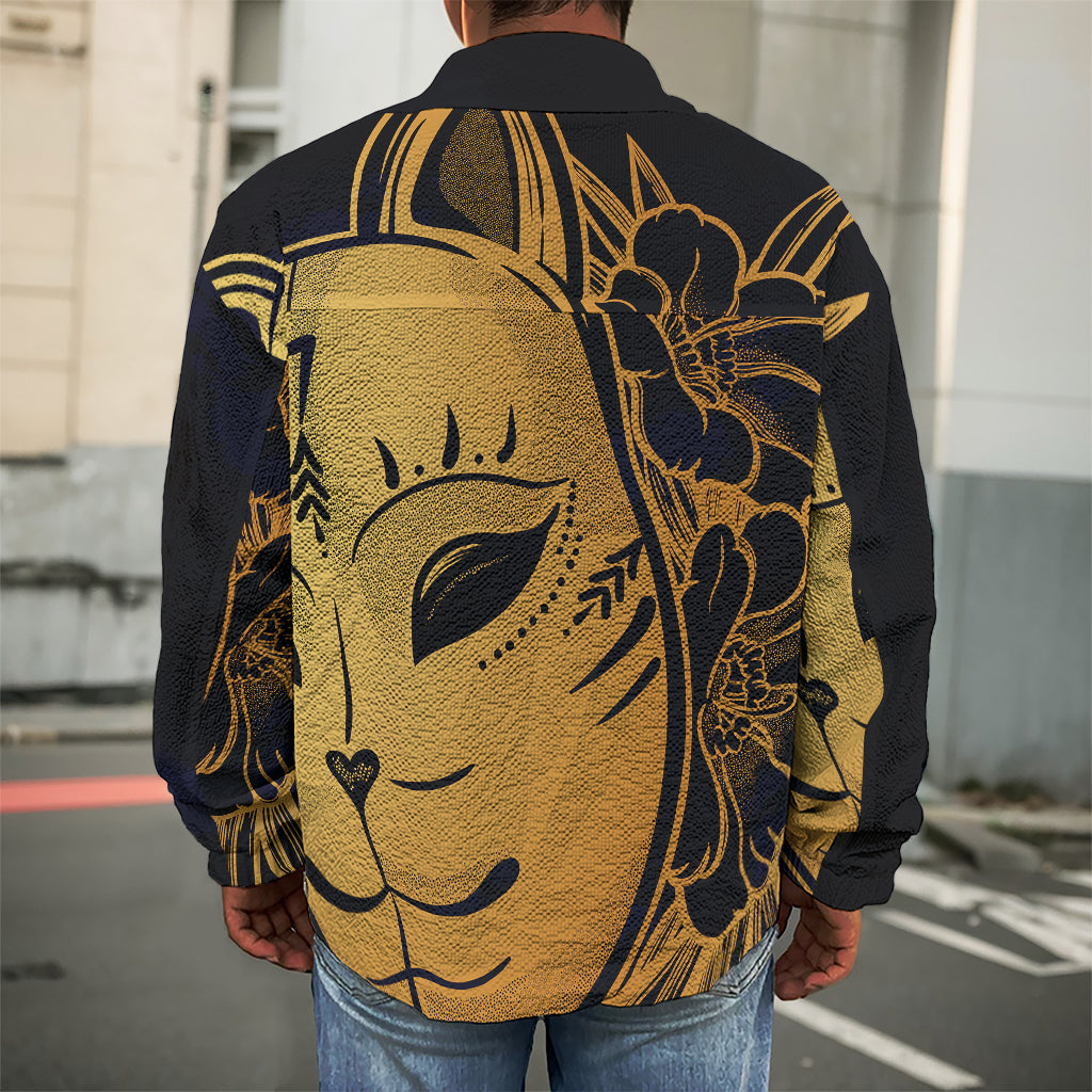 Japanese Fox Mask Print Men's Shirt Jacket