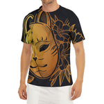 Japanese Fox Mask Print Men's Short Sleeve Rash Guard