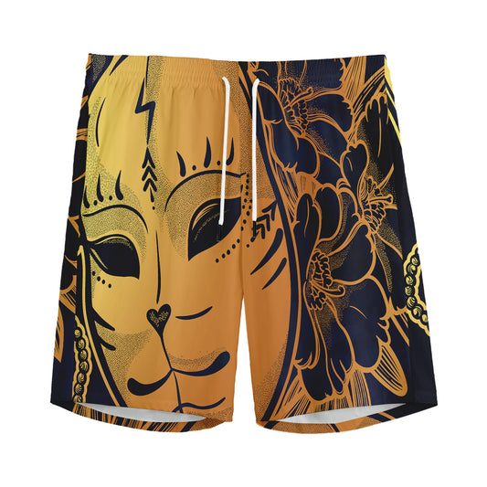 Japanese Fox Mask Print Men's Sports Shorts