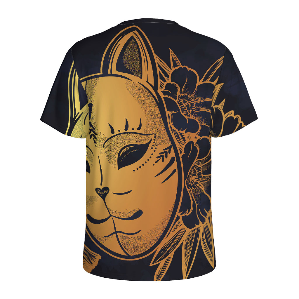 Japanese Fox Mask Print Men's Sports T-Shirt
