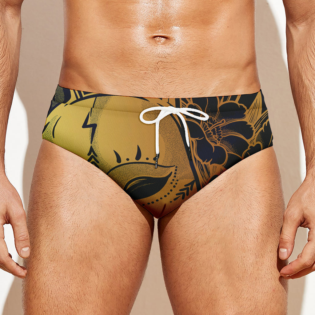 Japanese Fox Mask Print Men's Swim Briefs