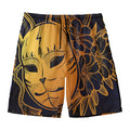 Japanese Fox Mask Print Men's Swim Trunks