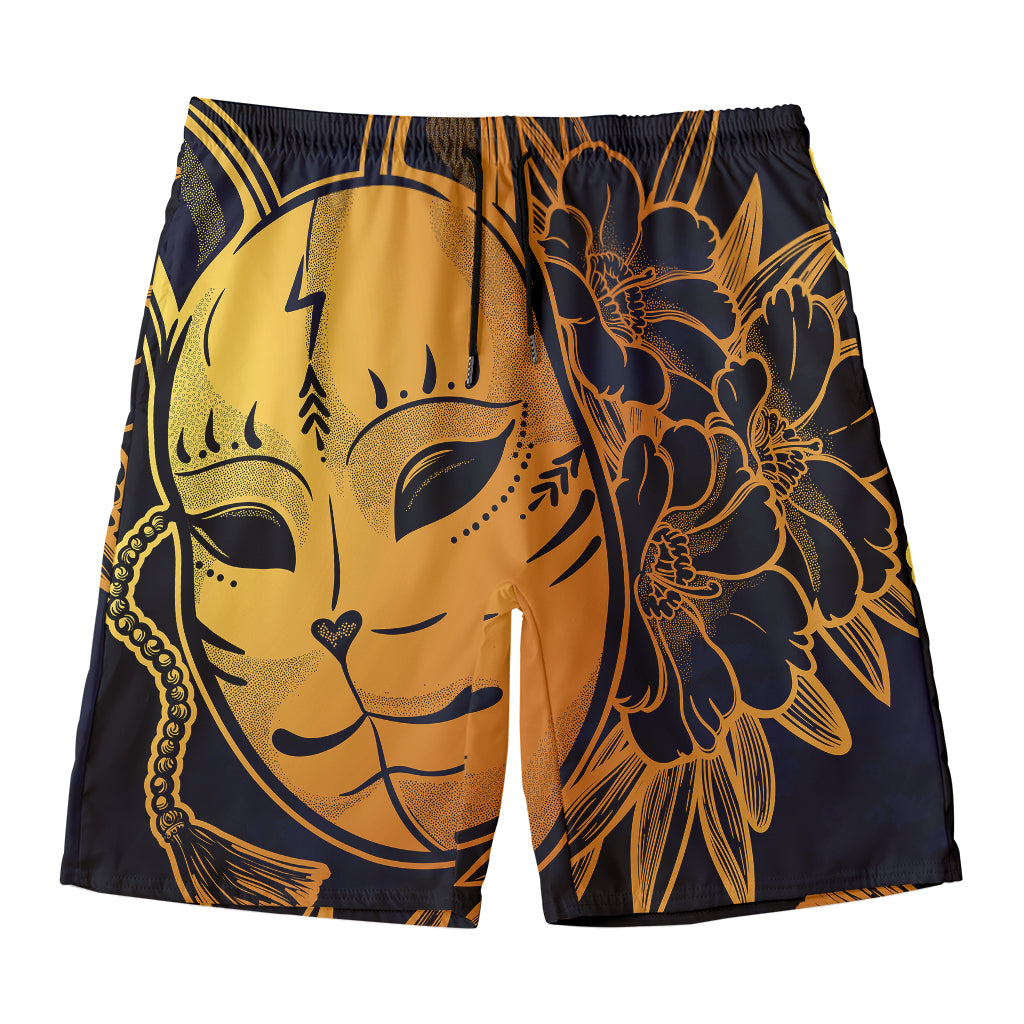 Japanese Fox Mask Print Men's Swim Trunks