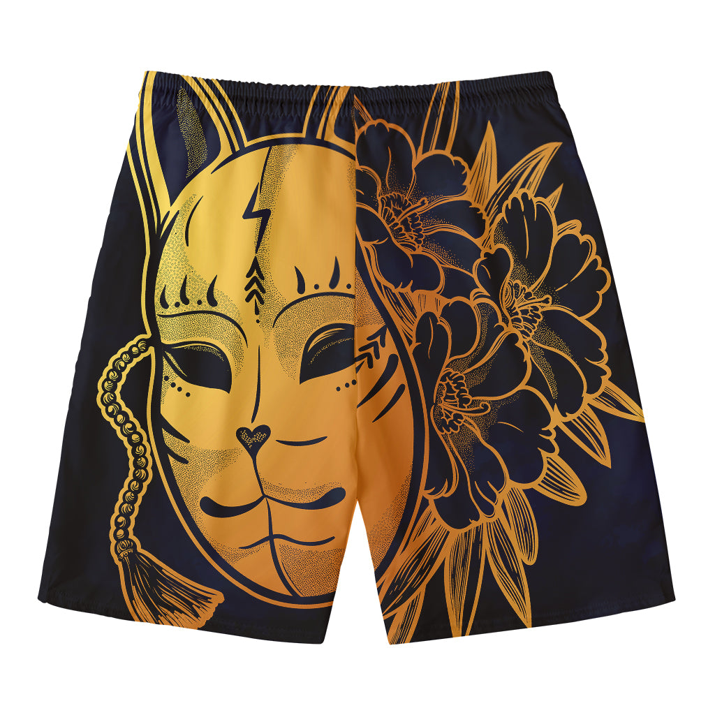 Japanese Fox Mask Print Men's Swim Trunks