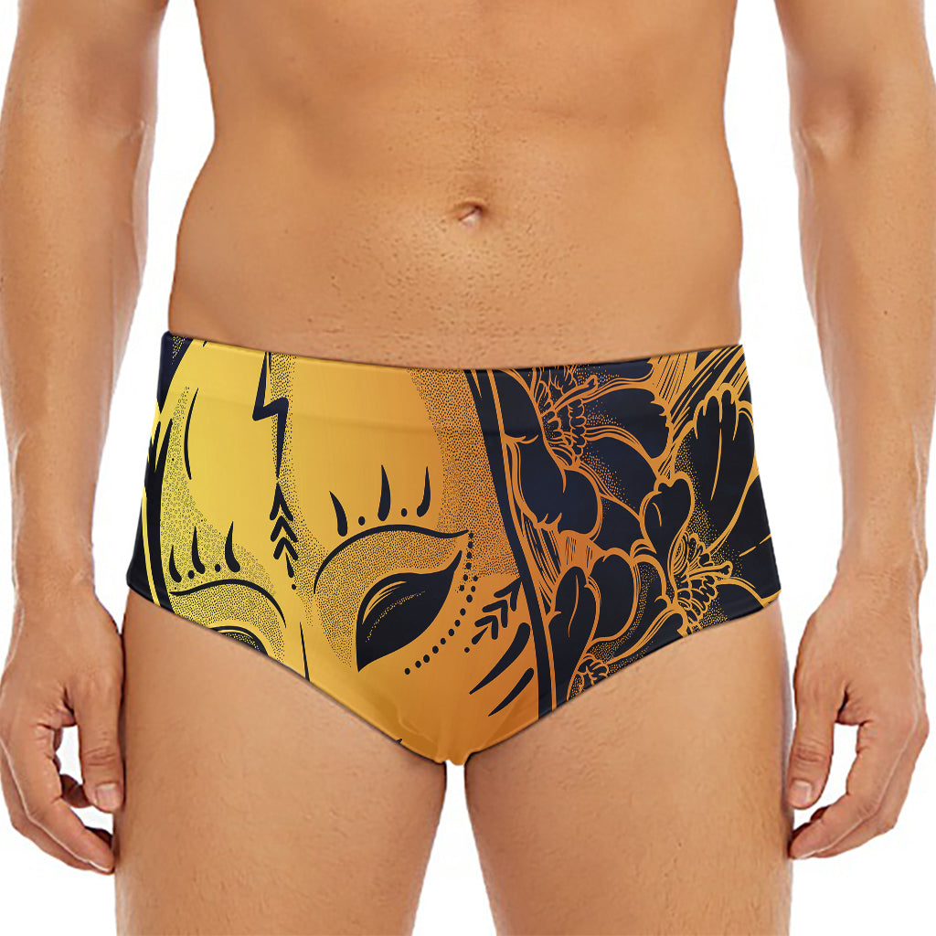 Japanese Fox Mask Print Men's Triangle Swim Briefs