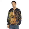 Japanese Fox Mask Print Men's Velvet Pullover Hoodie