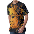 Japanese Fox Mask Print Men's Velvet T-Shirt