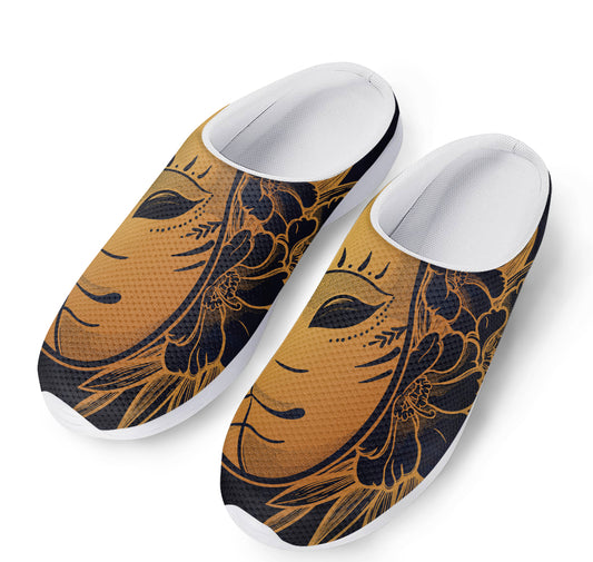 Japanese Fox Mask Print Mesh Casual Shoes