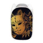Japanese Fox Mask Print Mesh Laundry Hamper