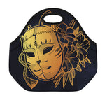 Japanese Fox Mask Print Neoprene Lunch Bag