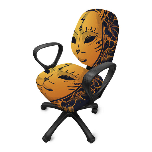 Japanese Fox Mask Print Office Chair Cover