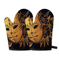 Japanese Fox Mask Print Oven Mitts