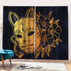 Japanese Fox Mask Print Pencil Pleat Curtains