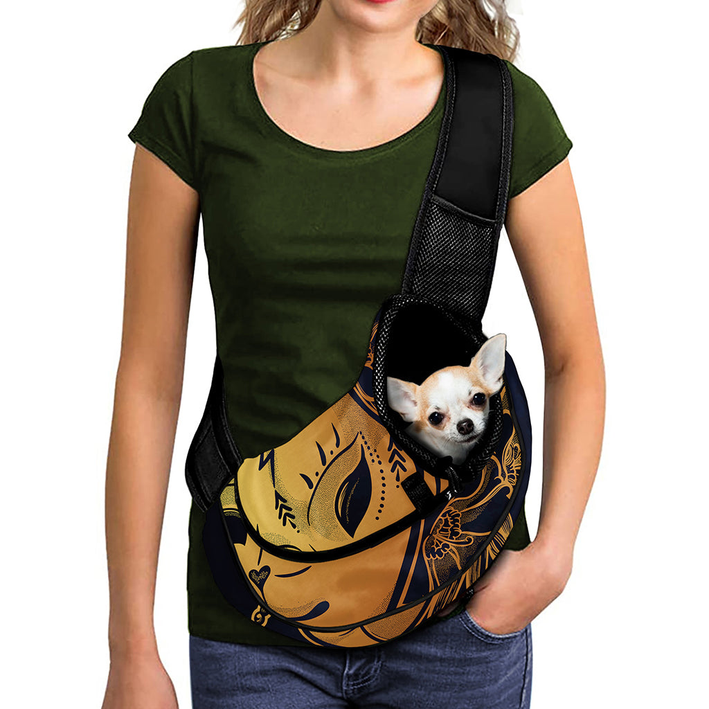 Japanese Fox Mask Print Pet Sling Carrier