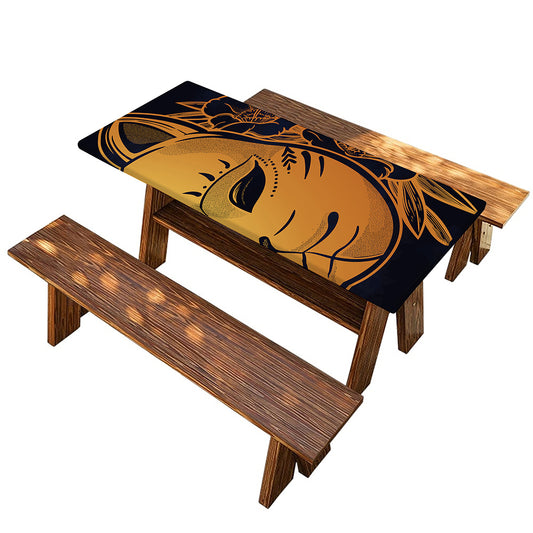 Japanese Fox Mask Print Picnic Table Cover