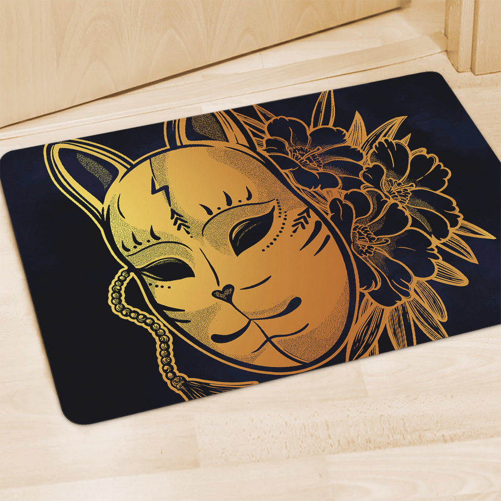 Japanese Fox Mask Print Polyester Doormat
