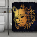Japanese Fox Mask Print Polyester Shower Curtain