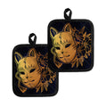 Japanese Fox Mask Print Pot Holders
