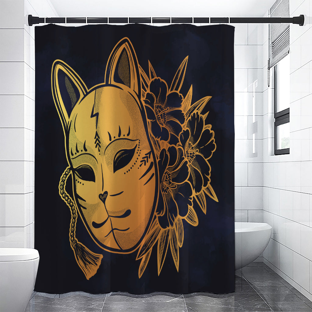 Japanese Fox Mask Print Premium Shower Curtain