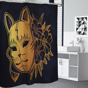 Japanese Fox Mask Print Premium Shower Curtain