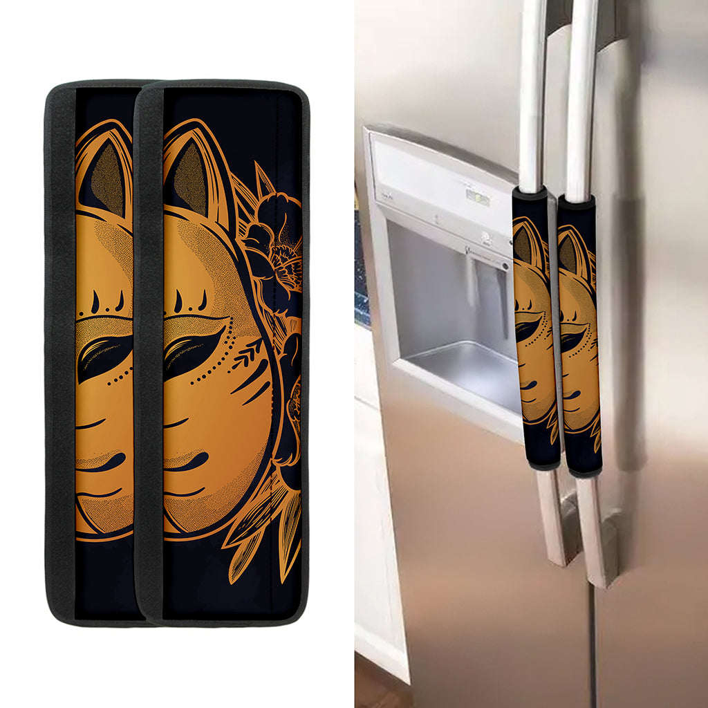Japanese Fox Mask Print Refrigerator Handle Covers