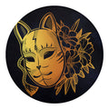 Japanese Fox Mask Print Round Blanket