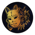 Japanese Fox Mask Print Round Floor Mat